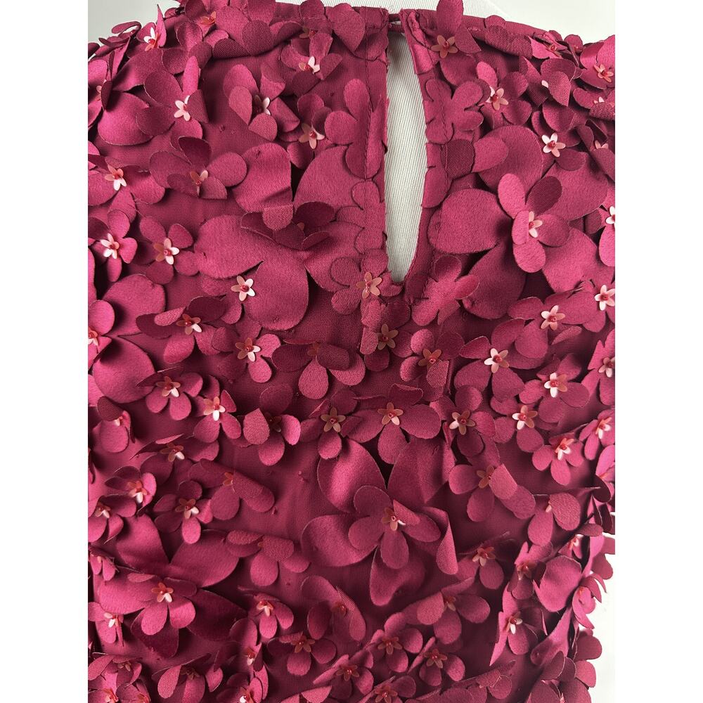 *Flawed Anthropologie Varun Bahl Rosemarie 3D Floral Top Whimsy Raspberry Size 8 - Picture 15 of 16
